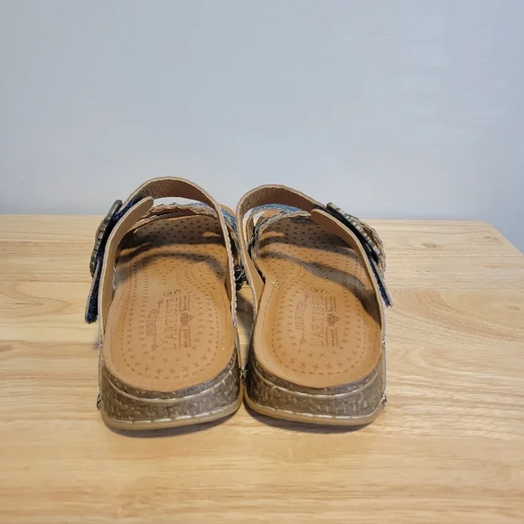 L'Artiste Blue Paisley Astra Slide Sandals Size 37/6.5-7 - Picture 4 of 8